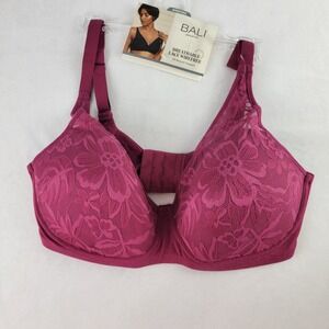 Bali Breathe DF7594 Wirefree Full Coverage Full Support Bra Pink Burgundy Size M